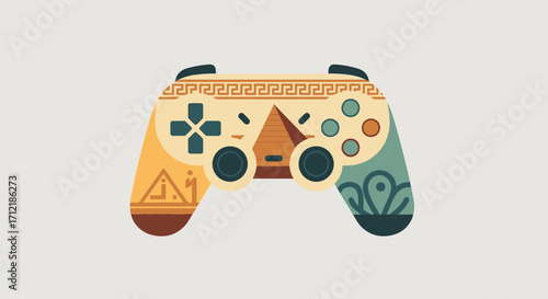 Video game controller with ancient Egyptian art and symbols.