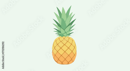 Simple flat vector illustration of a whole pineapple.