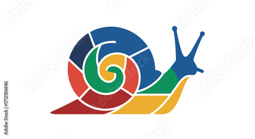 Colorful abstract geometric snail logo design icon.