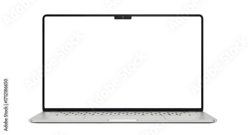 Isolated laptop computer for mockup, promotion, or advertising, minimalist design, clean style
