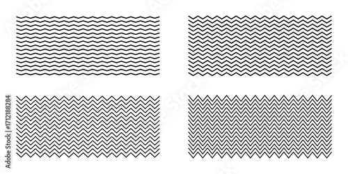 Wave line vector set. Vector water waves. Wave ornament pattern. Set of wavy zigzag lines. Wave thin line background.