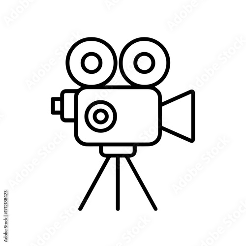 Line icon retro camera vector on a white background Vector icon on a white background