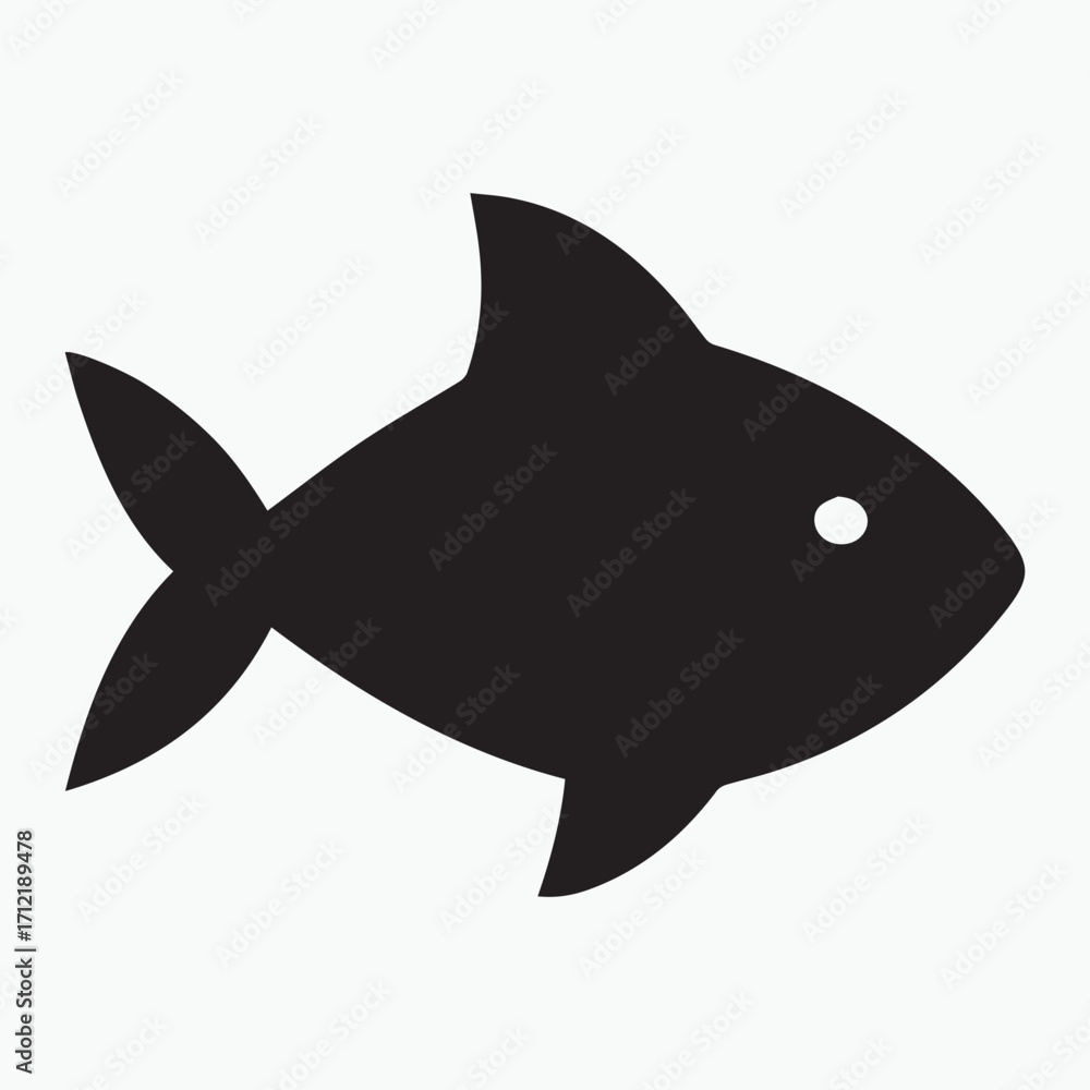 Obraz premium Simple black silhouette of a fish icon represents marine life aquatic animal symbol representing seafood ocean life and nature