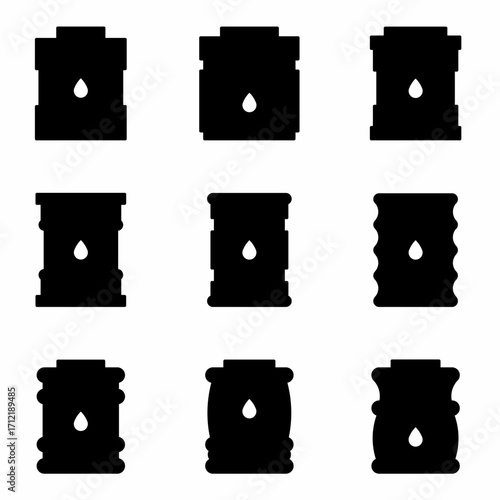 Oil barrel. Black illustration of oil barrel icon. Stock vector icon design.