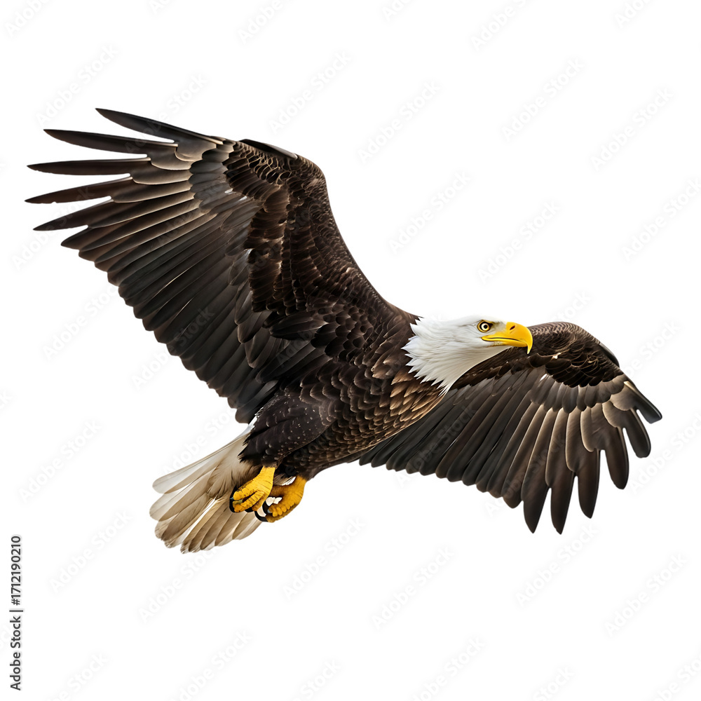 Fototapeta premium Majestic Bald Eagle in Flight, Isolated on Black