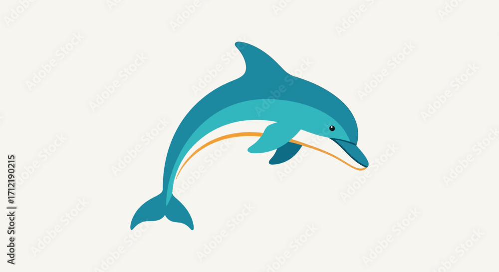 Fototapeta premium Simple flat vector illustration of a jumping dolphin.