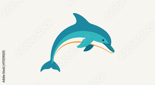 Simple flat vector illustration of a jumping dolphin.