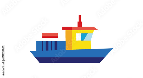 Colorful cartoon tugboat illustration isolated on a white background.