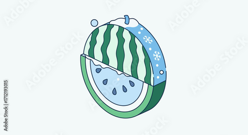 Watermelon slice with water droplets, refreshing summer fruit.