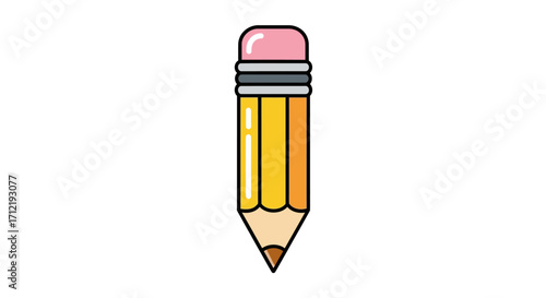 Classic Yellow Pencil with Pink Eraser for Writing and Drawing.