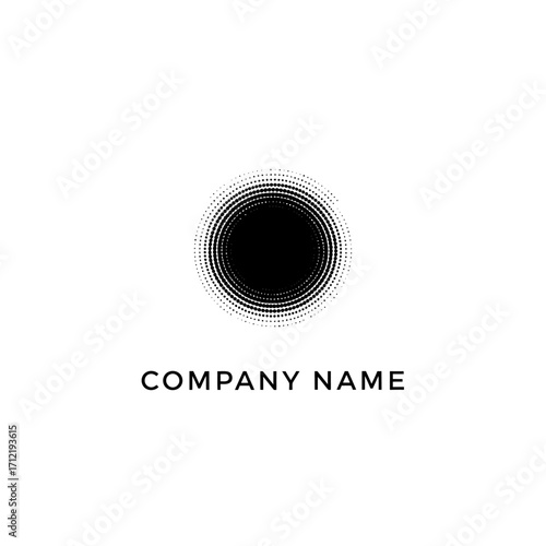 Abstract Black Hole Logo Design with Dotted Circular Pattern.