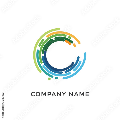 Abstract Circular Logo Design with Vibrant Colors and Modern Style.