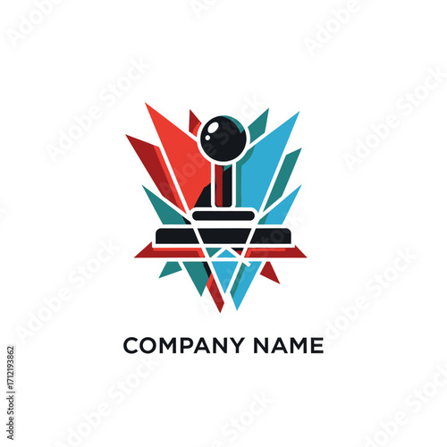 Abstract Gaming Logo Featuring a Joystick and Geometric Shapes.