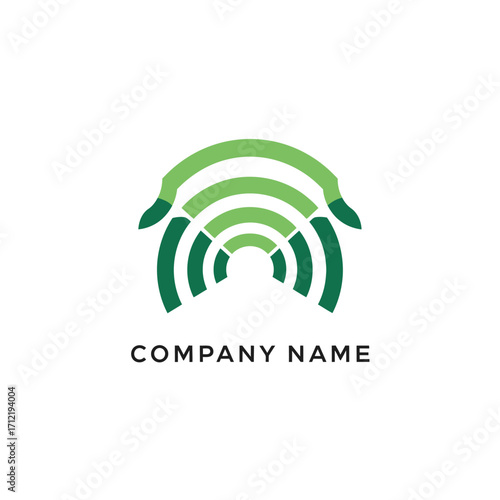 Abstract Green Arches Logo Design with Swan Head Elements.