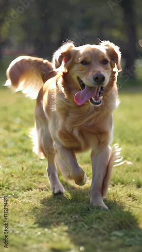 Golden Retriever Joyful Run in a Sunny Park