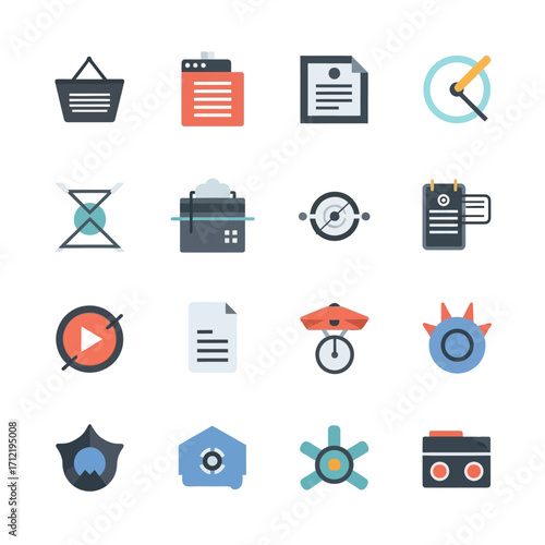 Collection of Flat Design Business and Office Icons.