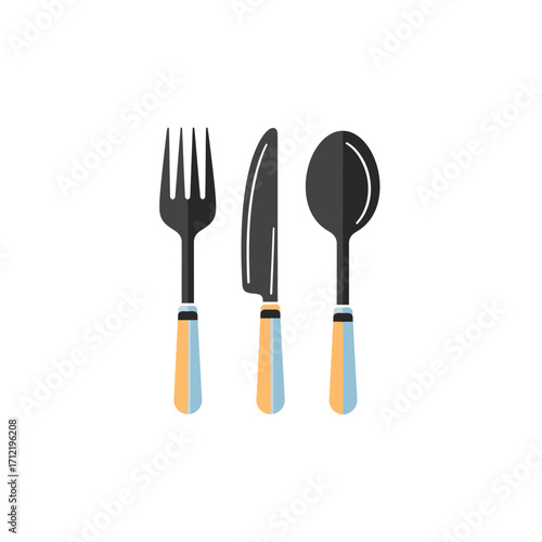 Elegant Cutlery Set - Fork, Knife, and Spoon Illustration.