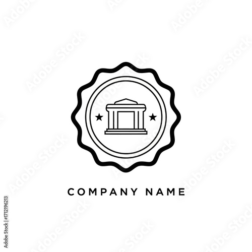 Elegant Law Firm Logo Design Featuring a Court Building and Stars.