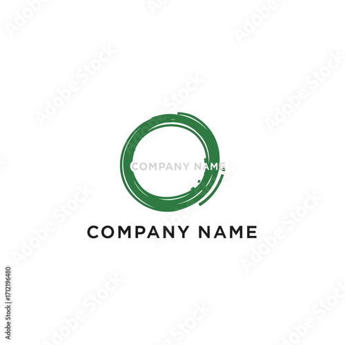Green Circle Brush Stroke Logo Design for Eco-Friendly Business.