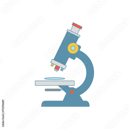 Illustration of a Blue Microscope for Scientific Research and Education.