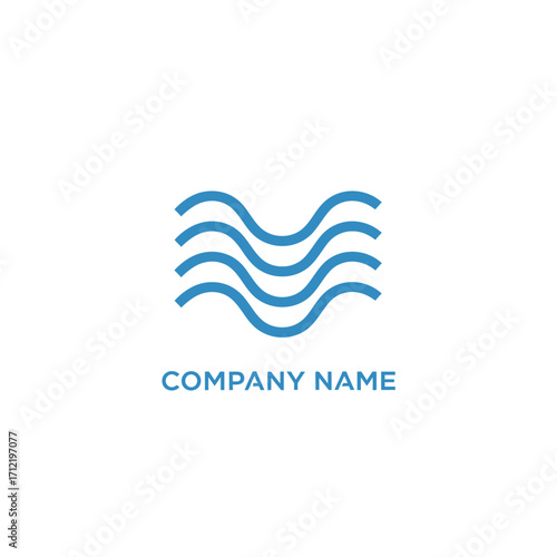 Minimalist Wave Logo Design with Blue Lines for Modern Company Branding.
