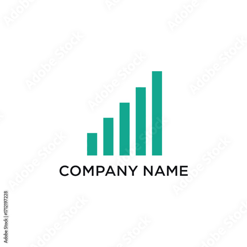 Modern Business Growth Chart Logo Design with Teal Bars.