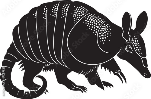 Unique armadillo silhouette, wild creature, nature art