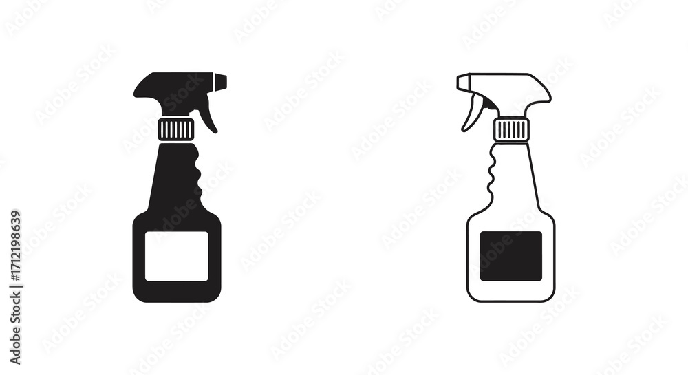 Obraz premium Two spray bottle icons shown in contrasting black and white designs