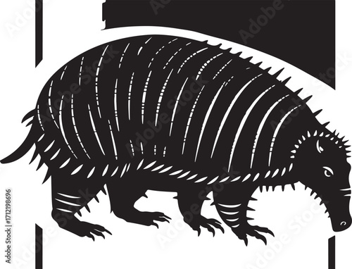 Armadillo silhouette, unique wild creature, nature's armor
