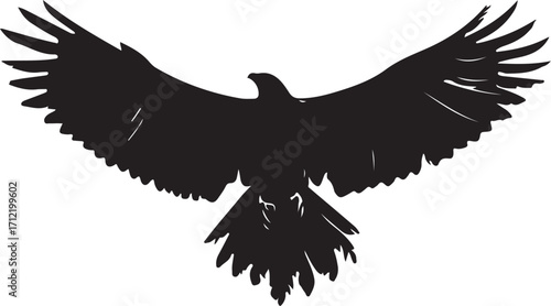 Majestic eagle silhouette soaring with outstretched wings
