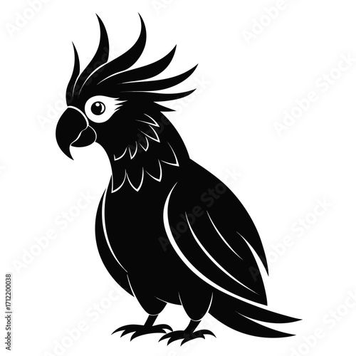 Cockatoo vector clean black silhouette design white background