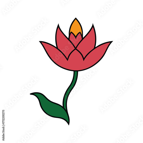 Elegant Underwater Lily Bloom Attached To The Seafloor Vector Art Illustration