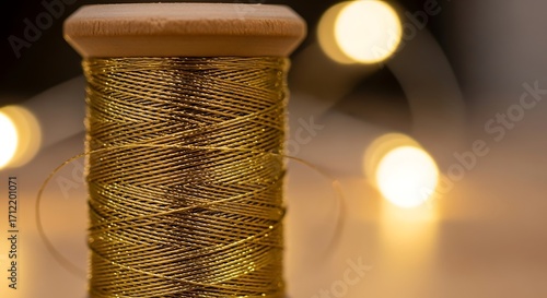 Golden Thread on a Bobbin Close-up.