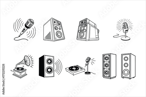 Microphone Drawing | Hand-Drawn Sound Recording Mic Illustration