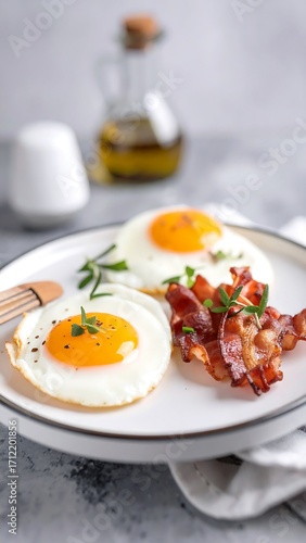 Fried eggs and bacon breakfast