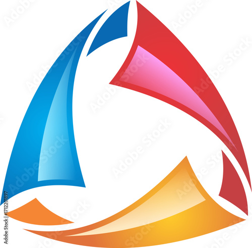 flipped 3D business abstract circle logo