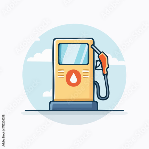 Minimalist fuel pump icon in a flat vector style. Simple isolated gas station dispenser with a bold outline and modern design for transportation concepts