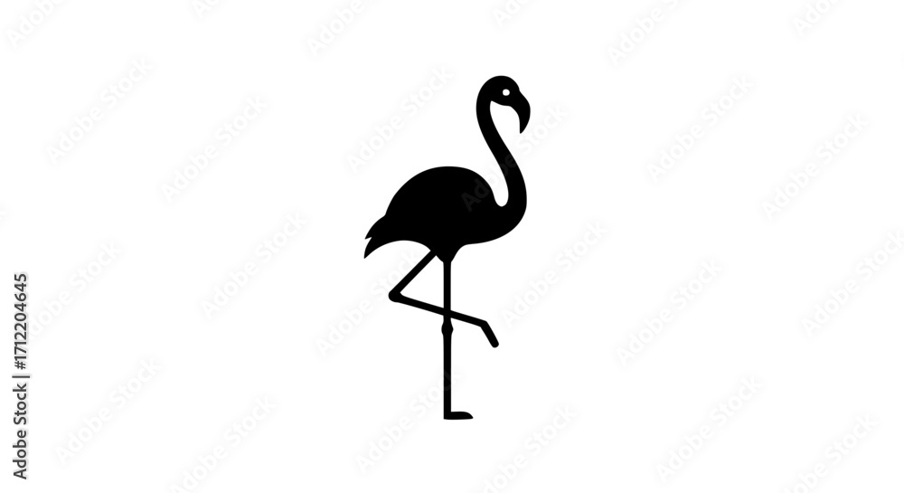 Fototapeta premium Flamingo standing tall black white icon