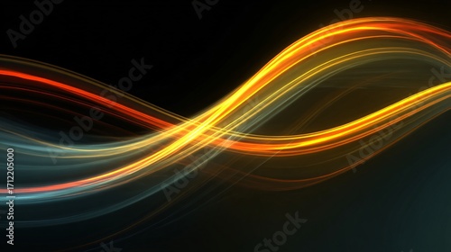 Flowing curved luminous arcs glowing across abstract