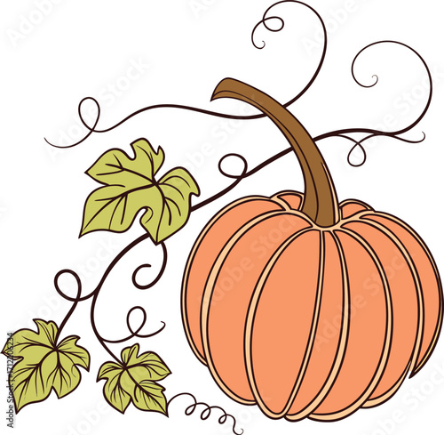Autumn pumpkin Vector File,  Fall harvest Design File, Flat pumpkin design