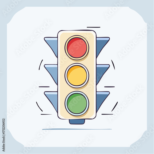 Stylized traffic light icon with a simple outline design. Flat vector graphic representing road signals, control, and safety on a light background