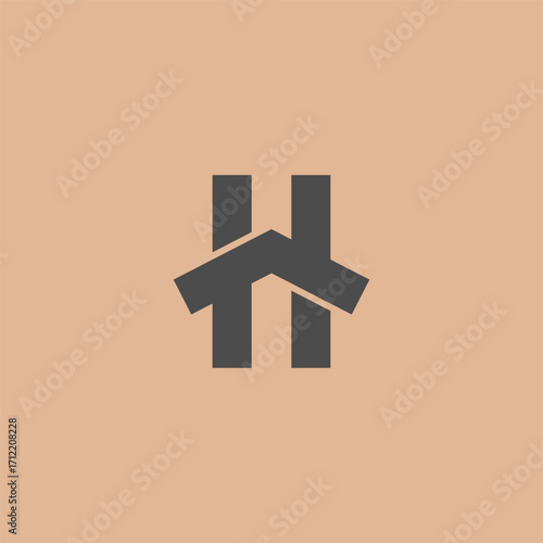Minimalist letter H logo with home and house concept