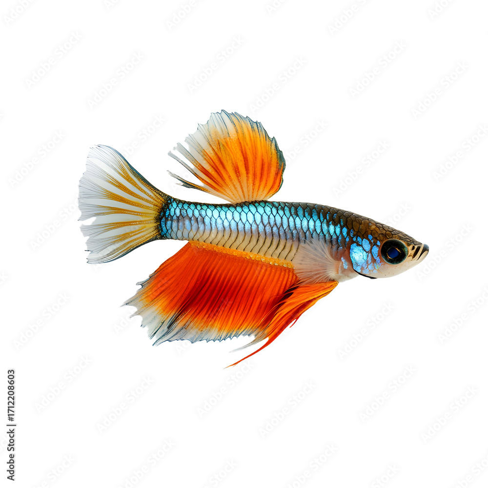 Fototapeta premium Professional Guppy Fish Isolated on White Background for Design Projects