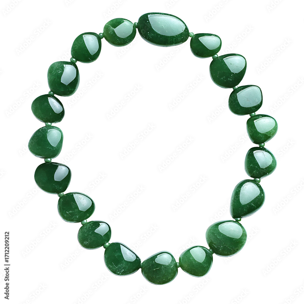 Obraz premium Exquisite Jade Necklace on White Background - Green Gemstone Jewelry