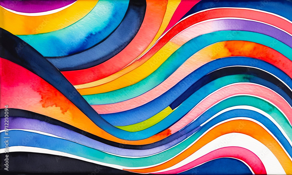 Obraz premium Bright multicolored wavy stripes background, abstract pattern