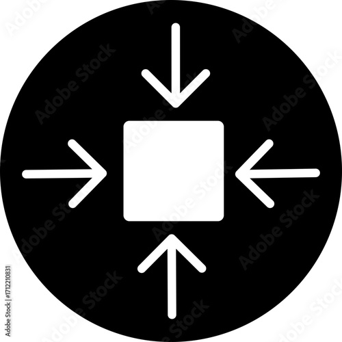 Minimize icon.Minimize icon rally compact size small scale arrows icons . shrink icon resize in arrows.minimize icon four 4 arrows icon meeting point.Minimize Icon with reflection on white background.