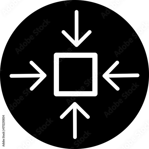 Minimize icon.Minimize icon rally compact size small scale arrows icons . shrink icon resize in arrows.minimize icon four 4 arrows icon meeting point.Minimize Icon with reflection on white background.