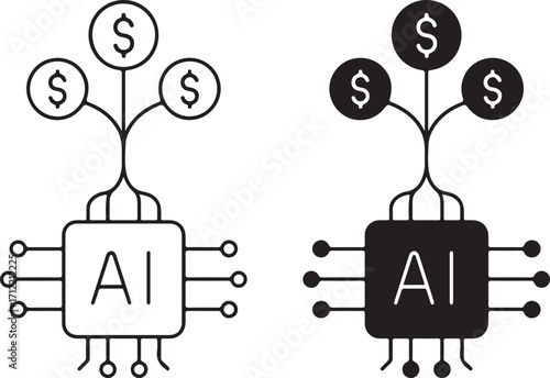 AI Money Growth Artificial Intelligence Finance Technology Icon
