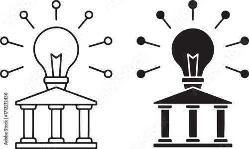 Innovation Bank Lightbulb Finance Technology Idea Icon