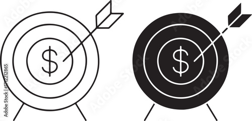 Financial Target Dollar Goal Business Success Investment Icon